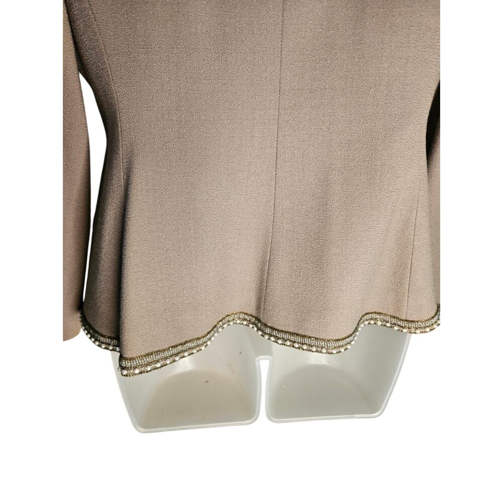 Nolan Miller Taupe Blush Beaded Jacket Sz 6 Embroidered Lined Vintage - Picture 8 of 11